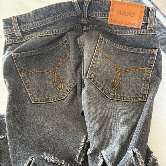 Versace Slashed Jeans Sz 27 grey/black - Picture 6 of 9
